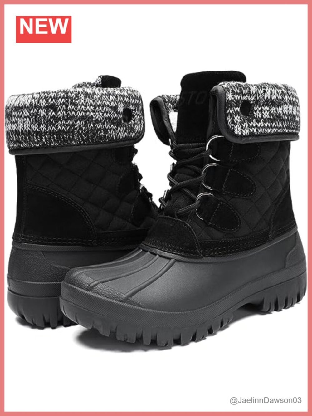 Women's Waterproof Duck Snow Boots Winter Lace-Up Ankle Boots Faux Fur